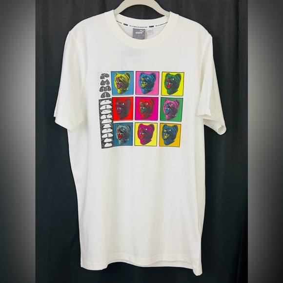 PUMA - White Unsex Basketball T- Shirt Puma Bear Print On Front. Medium… - Picture 3 of 10